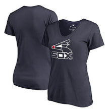 Load image into Gallery viewer, Chicago White Sox Women&#39;s Cooperstown Collection Huntington V-Neck T-Shirt - Navy MLB Ladies V-Neck
