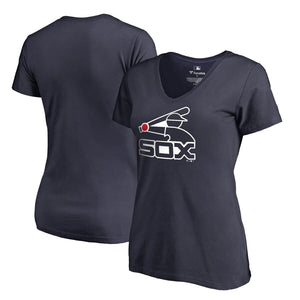Chicago White Sox Women's Cooperstown Collection Huntington V-Neck T-Shirt - Navy MLB Ladies V-Neck
