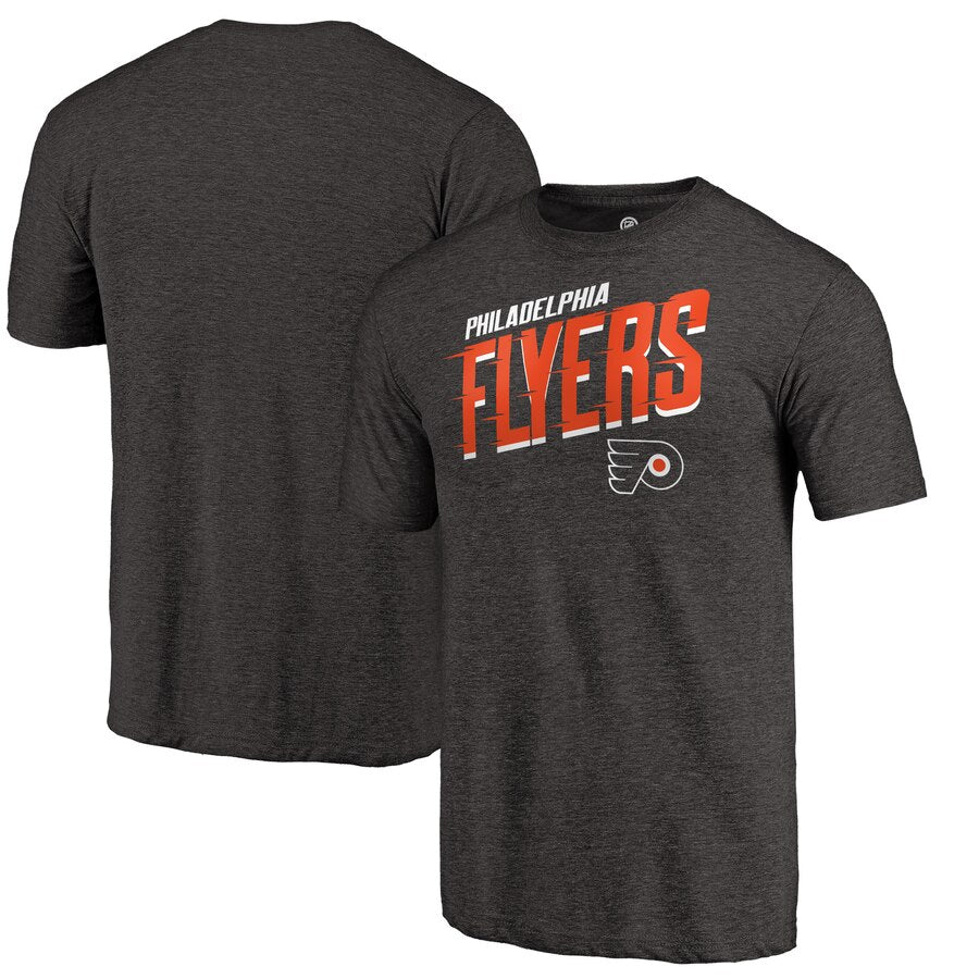 Philadelphia Flyers Slant Strike Tri-Blend T-Shirt - Black NHL Guys Tee