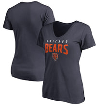 Load image into Gallery viewer, Chicago Bears Nfl Pro Line By Women's Engage Arch V-Neck T-Shirt - Navy NFL LADIES V-Neck
