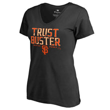 Load image into Gallery viewer, Buster Posey San Francisco Giants Women&#39;s Player Hometown Collection V-Neck T-Shirt - Black MLB Ladies V-Neck
