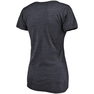 Boston Red Sox Women's Primary Distressed Team Tri-Blend V-Neck T-Shirt - Heathered Navy MLB Ladies V-Neck