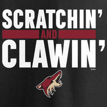 Load image into Gallery viewer, Arizona Coyotes Scratchin&#39; And Clawin&#39; T-Shirt - Black NHL Guys Tee
