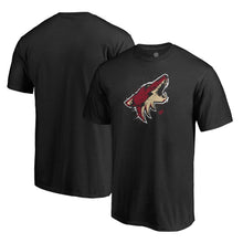 Load image into Gallery viewer, Arizona Coyotes Splatter Logo T-Shirt - Black NHL Guys Tee
