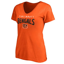 Load image into Gallery viewer, Cincinnati Bengals Nfl Pro Line By Women's Engage Arch V-Neck T-Shirt - Orange NFL LADIES V-Neck
