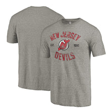 Load image into Gallery viewer, New Jersey Devils Rinkside Heritage Tri-Blend T-Shirt - Gray NHL Guys Tee
