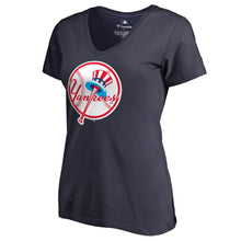 Load image into Gallery viewer, New York Yankees Women&#39;s Cooperstown Collection Forbes V-Neck T-Shirt - Navy MLB Ladies V-Neck
