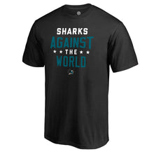 Load image into Gallery viewer, San Jose Sharks Against The World T-Shirt - Black NHL Guys Tee
