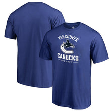 Load image into Gallery viewer, Vancouver Canucks Team Lockup T-Shirt - Royal NHL Guys Tee
