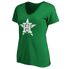 Load image into Gallery viewer, Houston Astros Women&#39;s St. Patrick&#39;s Day V-Neck T-Shirt - Kelly Green MLB Ladies V-Neck
