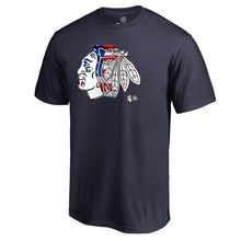 Load image into Gallery viewer, Chicago Blackhawks Banner Wave T-Shirt - Navy NHL Guys Tee
