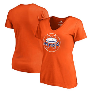 Houston Astros Women's Cooperstown Collection Forbes V-Neck T-Shirt - Orange MLB Ladies V-Neck