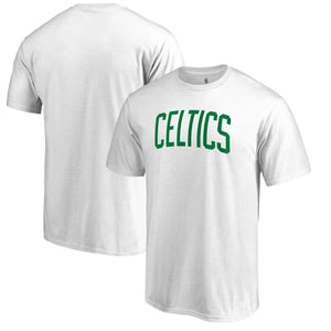Boston Celtics Primary Wordmark T-Shirt - White NBA Guys Tee