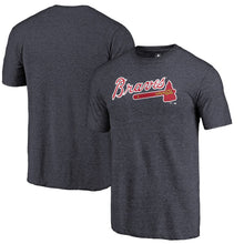 Load image into Gallery viewer, Atlanta Braves Team Wordmark Tri-Blend T-Shirt - Navy MLB Guys Tee
