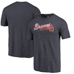 Atlanta Braves Team Wordmark Tri-Blend T-Shirt - Navy MLB Guys Tee