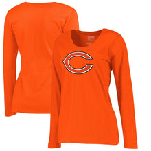 Load image into Gallery viewer, Chicago Bears Nfl Pro Line Women's Primary Logo Plus-Size Long-Sleeve T-Shirt - Orange NFL Ladies V-Neck Long Sleeve

