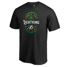 Load image into Gallery viewer, Tampa Bay Lightning St. Patrick's Day Forever Lucky T-Shirt - Black NHL Guys Tee

