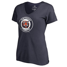 Load image into Gallery viewer, Detroit Tigers Women&#39;s Cooperstown Collection Huntington V-Neck T-Shirt - Navy MLB Ladies V-Neck
