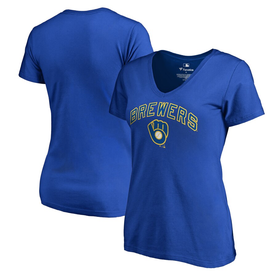 Milwaukee Brewers Women's Cooperstown Collection Wahconah T-Shirt - Royal MLB Ladies V-Neck