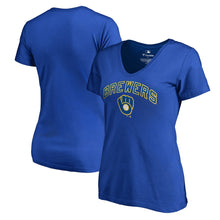 Load image into Gallery viewer, Milwaukee Brewers Women&#39;s Cooperstown Collection Wahconah T-Shirt - Royal MLB Ladies V-Neck
