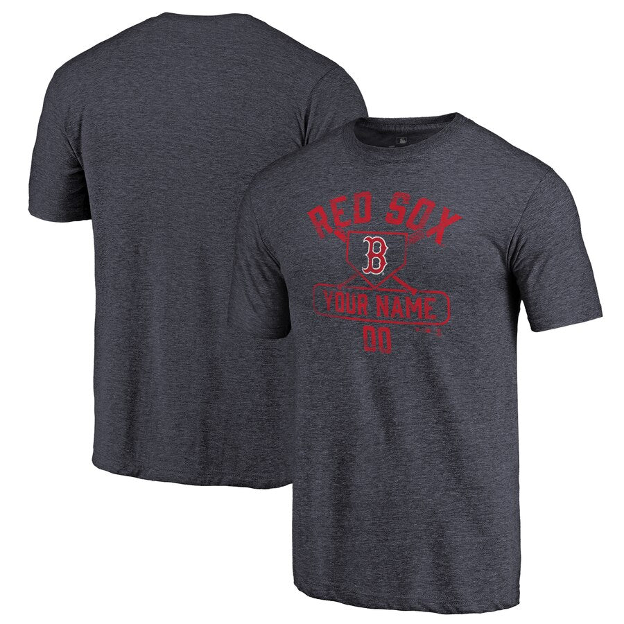 Boston Red Sox Personalized Base Runner Tri-Blend T-Shirt - Navy MLB Guys Tee