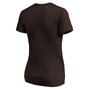 San Diego Padres Women's Swinging Friar Logo V-Neck T-Shirt - Brown MLB Ladies V-Neck