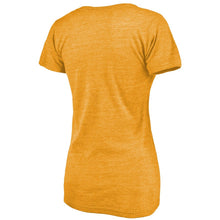 Load image into Gallery viewer, Oakland Athletics Women&#39;s Hometown Collection Stomper V-Neck Tri-Blend T-Shirt - Gold MLB Ladies V-Neck
