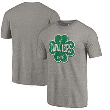 Load image into Gallery viewer, Cleveland Cavaliers St. Patrick's Day Emerald Isle Tri-Blend T-Shirt - Heathered Gray NBA Guys Tee

