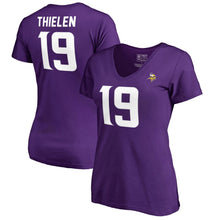 Load image into Gallery viewer, Adam Thielen Minnesota Vikings Nfl Pro Line By Women&#39;s Stack Name &amp; Number V-Neck T-Shirt - Purple NFL LADIES V-Neck
