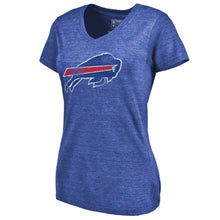 Load image into Gallery viewer, Buffalo Bills Nfl Pro Line By Women's Distressed Team Logo Tri-Blend T-Shirt - Royal NFL LADIES V-Neck
