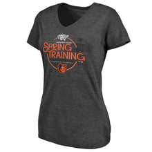 Load image into Gallery viewer, Baltimore Orioles Women&#39;s 2020 Spring Training Round Trip Tri-Blend V-Neck T-Shirt - Black MLB Ladies V-Neck
