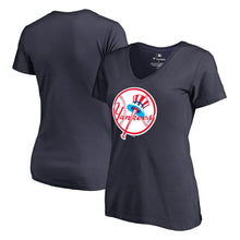Load image into Gallery viewer, New York Yankees Women&#39;s Cooperstown Collection Forbes V-Neck T-Shirt - Navy MLB Ladies V-Neck
