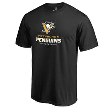 Load image into Gallery viewer, Pittsburgh Penguins Team Lockup T-Shirt - Black NHL Guys Tee
