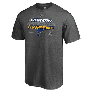 St. Louis Blues 2019 Western Conference Champions Locker Room T-Shirt - Heather Charcoal NHL Guys Tee