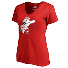 Load image into Gallery viewer, Cincinnati Reds Women&#39;s Cooperstown Collection Huntington V-Neck T-Shirt - Red MLB Ladies V-Neck
