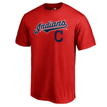 Load image into Gallery viewer, Cleveland Indians Team Lockup Logo T-Shirt - Red MLB Guys Tee
