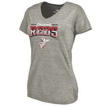 Load image into Gallery viewer, Cincinnati Reds Women&#39;s Cooperstown Collection Season Ticket Tri-Blend V-Neck T-Shirt - Heathered Gray MLB Ladies V-Neck
