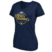 Load image into Gallery viewer, Milwaukee Brewers Women&#39;s 2020 Spring Training Round Trip Tri-Blend V-Neck T-Shirt - Heathered Navy MLB Ladies V-Neck
