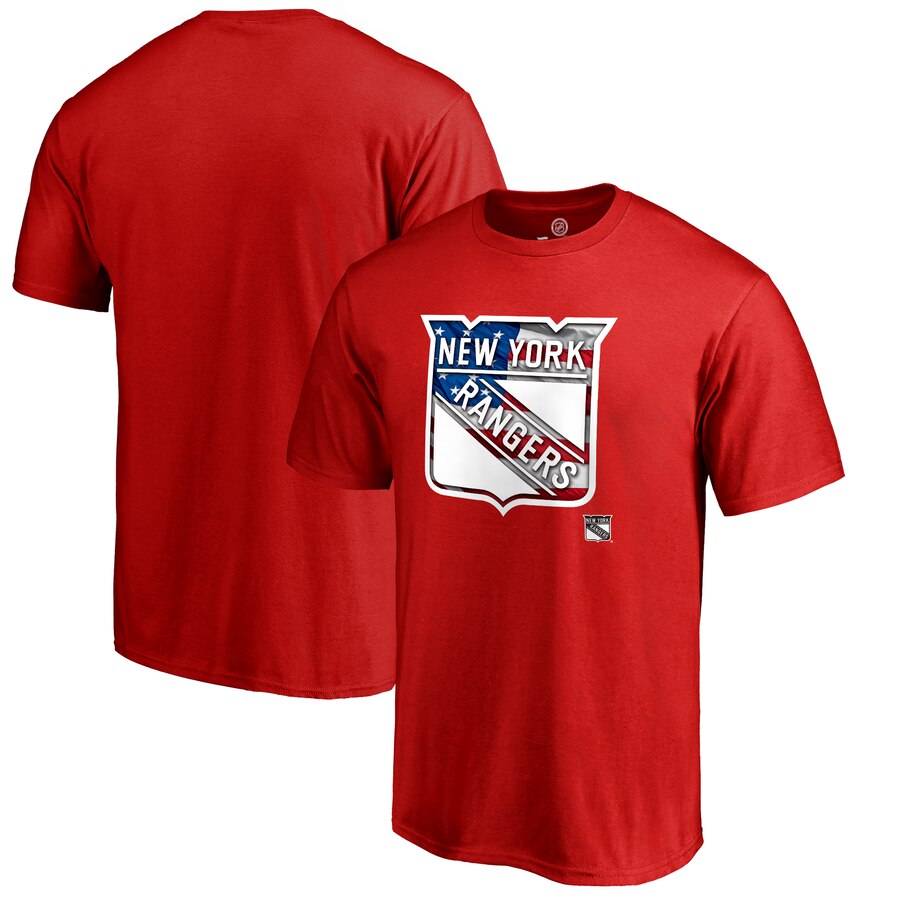 New York Rangers Banner Wave T-Shirt - Red NHL Guys Tee