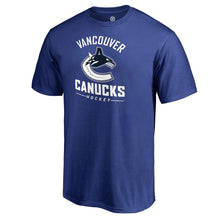 Load image into Gallery viewer, Vancouver Canucks Team Lockup T-Shirt - Royal NHL Guys Tee
