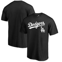 Load image into Gallery viewer, Los Angeles Dodgers Team Lockup T-Shirt - Black MLB Guys Tee
