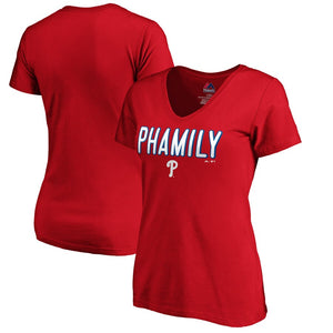 Bryce Harper Philadelphia Phillies Women's Hometown Philly Pham V-Neck T-Shirt - Red MLB Ladies V-Neck