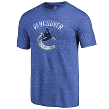 Load image into Gallery viewer, Vancouver Canucks Distressed Team Primary Logo Tri-Blend T-Shirt - Royal NHL Guys Tee
