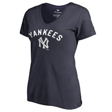Load image into Gallery viewer, New York Yankees Women&#39;s Cooperstown Collection Wahconah V-Neck T-Shirt - Navy MLB Ladies V-Neck
