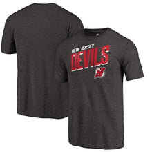 Load image into Gallery viewer, New Jersey Devils Slant Strike Tri-Blend T-Shirt - Black NHL Guys Tee
