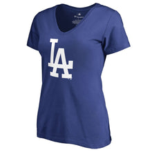 Load image into Gallery viewer, Los Angeles Dodgers Women&#39;s Primary Logo V-Neck T-Shirt - Royal MLB Ladies V-Neck
