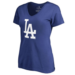 Los Angeles Dodgers Women's Primary Logo V-Neck T-Shirt - Royal MLB Ladies V-Neck
