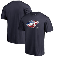 Load image into Gallery viewer, Minnesota Wild Banner Wave T-Shirt - Navy NHL Guys Tee
