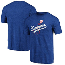 Load image into Gallery viewer, Los Angeles Dodgers True Classics Throwback Logo Tri-Blend T-Shirt - Royal MLB Guys Tee

