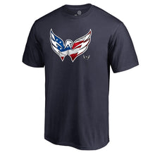 Load image into Gallery viewer, Washington Capitals Banner Wave T-Shirt - Navy NHL Guys Tee
